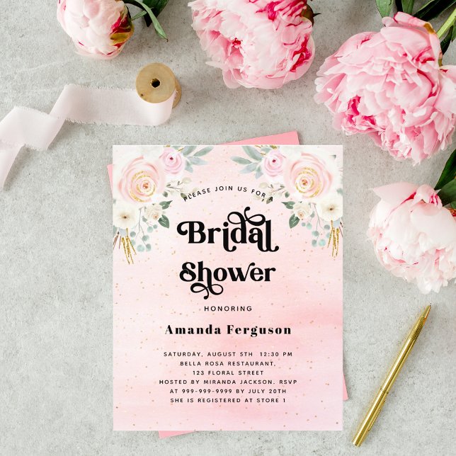 Lámina Ducha de novias de presupuesto invitación floral r (Subido por el creador)