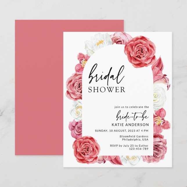 Lámina Ducha de novias en arco floral rosado (Anverso / Reverso)