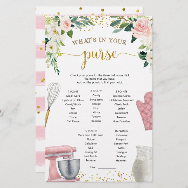 Lámina Ducha de novias en cocina ¿Qué hay en tus juegos d (Anverso / Reverso)