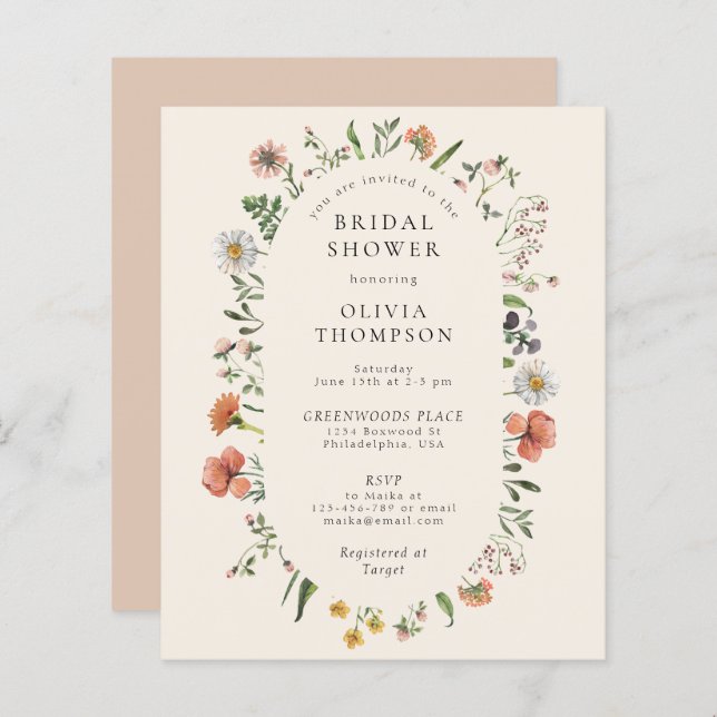 Lámina Ducha de novias en el arco de flores silvestres de (Anverso / Reverso)