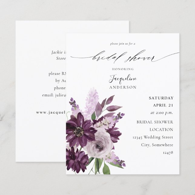 Lámina Ducha de novias florales y púrpura de lavanda (Anverso / Reverso)