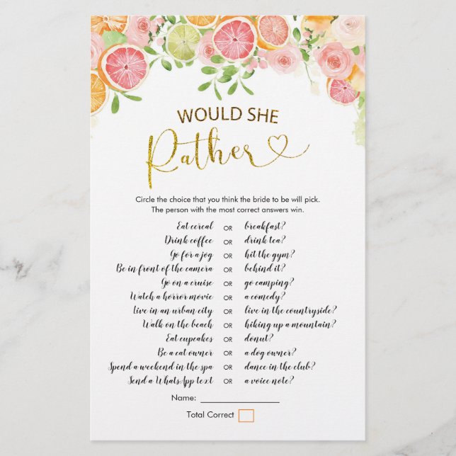 Lámina Ducha De Novias Grapefruit Citrus Prefiere (Anverso)