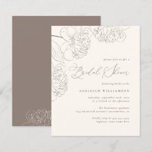 Lámina Ducha de novias Peonies dibujada a mano Minimalist