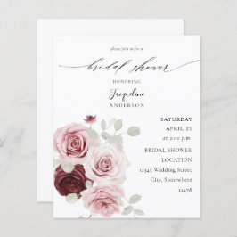 Lámina Ducha de novios con flores rosadas y borgoña