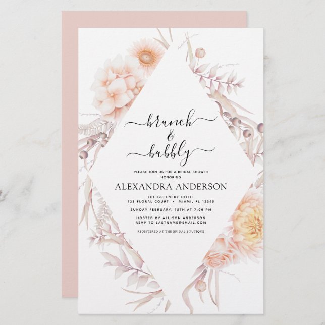 Lámina Ducha de novios de Boho y Bubbly (Anverso / Reverso)