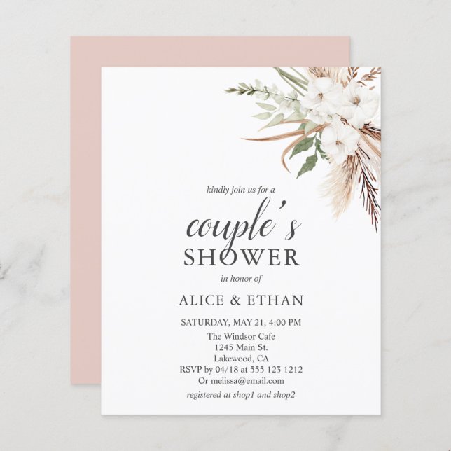 Lámina Ducha de Parejas de Grass Pampa Boho Greenery Budg (Anverso / Reverso)