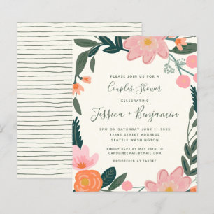 Lámina Ducha de parejas floral de jardín rosa elegante y