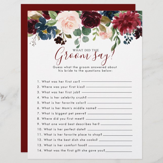 Lámina Ducha floral de novias qué dijo el novio (Anverso / Reverso)