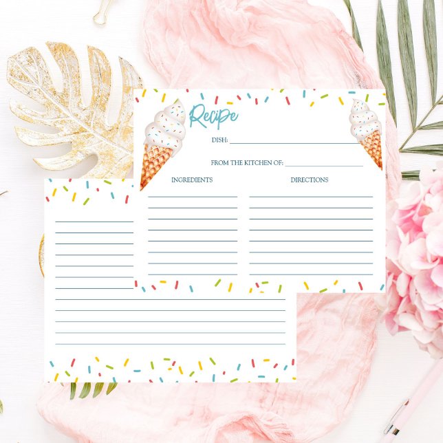 Lámina Ducha nupcial de helado con leche escocesa (She's been Scooped up ice cream bridal shower Recipe card summer cute funky recipe card)