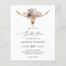 Ducha nupcial floral de cráneo de vaca bohemia pre