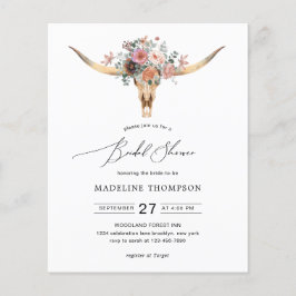 Lámina Ducha nupcial floral de cráneo de vaca bohemia pre