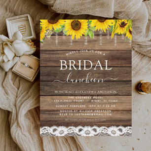 Lámina Ducha nupcial Luncheon Sunflower Rustic Farmhouse