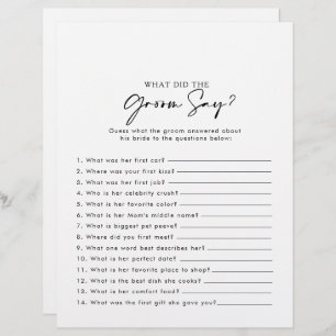 Lámina Ducha nupcial moderna ¿Qué dijo el novio?