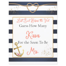 Ducha nupcial náutica adivina cuántos besos Rótulo