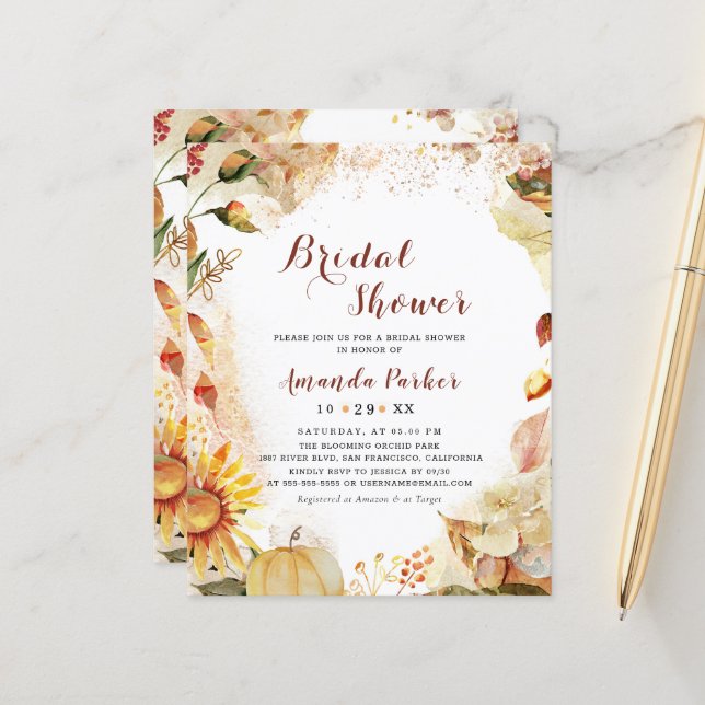 Lámina Ducha nupcial sunflower de calabaza de otoño de pr (Anverso/Reverso In Situ)