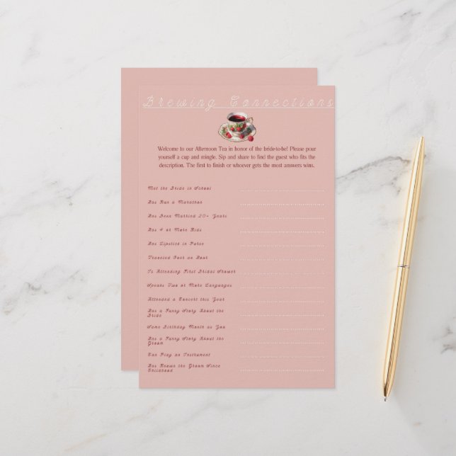 Lámina Ducha nupcial Tea Mix and Mingle Game (Anverso/Reverso In Situ)