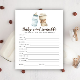 Lámina Ducha para bebé de café - Palabras de bebé