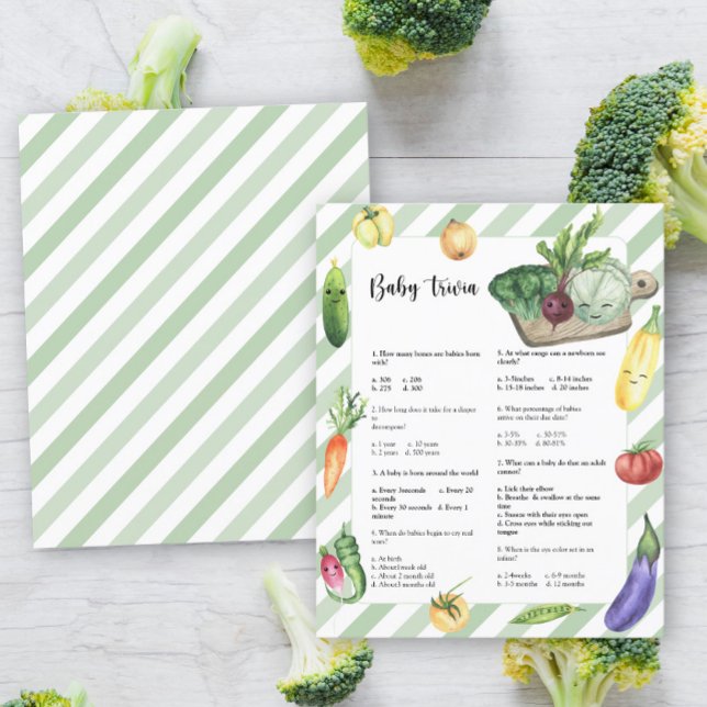 Lámina Ducha para bebé vegetariana Trivia | Juego Baby Sh (Subido por el creador)