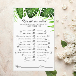 Lámina Ducha tropical de novias preferiría jugar verde