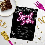 Lámina Dulce 16 Bday Invitación a un presupuesto brillant<br><div class="desc">Celebra tu día especial con estilo con nuestros diseños Sweet 16! Nuestro diseño inspirado en el neón hará una declaración con sus tonos rosa y negro. ¡Es la forma perfecta de que todos sepan que cumplen 16 años!</div>