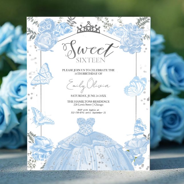 Lámina Dulce 16 Invitación Presupuestaria Mariposa Azul D (Subido por el creador)