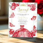 Lámina Dulce 16 Invitación presupuesto Vestido rojo marip<br><div class="desc">¡Celebra tu dulce 16 de la manera más encantadora! Nuestras invitaciones color agua rojo floral, adornadas con delicadas mariposas, marcan el tono para una celebración caprichosa. ¡Complementarlos con nuestro espectacular confeti para un pop alegre! Transforme a su fiesta en un florecimiento eufórico y cree recuerdos tan coloridos como nuestras invitaciones....</div>