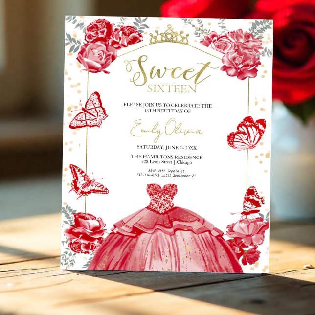 Lámina Dulce 16 Invitación presupuesto Vestido rojo marip (Subido por el creador)