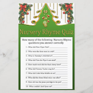 Lámina Dulce árbol de Navidad Rima infantil Quiz baby sho