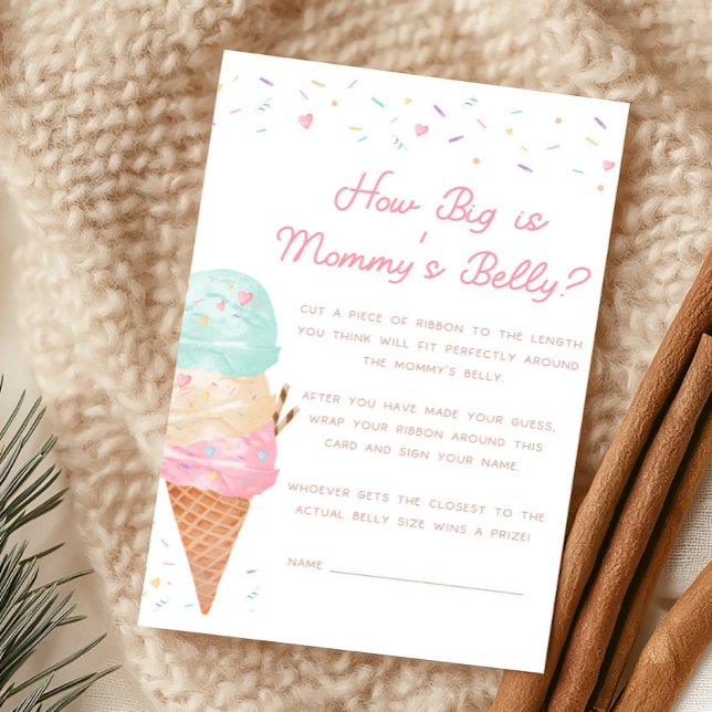 Lámina Dulce de Bebé Cumpleaños Qué Grande Está la Barrig (Ice Cream Sprinkled with Love Baby Shower How Big Is Mommy's Belly Game)