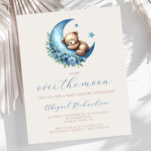 Dulce de Luna Oso de Peluche Azul Baby Shower