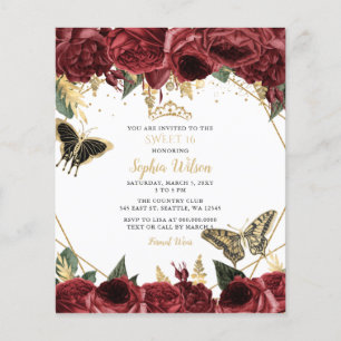 Lámina Dulce de mariposa borgoñona 16 Invitación
