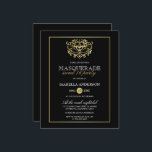 Lámina Dulce de Oro Presupuestario y Mascarada Negra 16 F<br><div class="desc">Presupuesto Oro y Mascarada Negra Dulce 16 invitaciones de fiesta de Eugene_Designs. Como parte de la selección de presupuesto de Zazzle, estas invitaciones no vienen con sobres ni encajan en un sobre de tamaño estándar. La talla más cercana es la A6, pero hay una distancia de aproximadamente media pulgada. Si...</div>