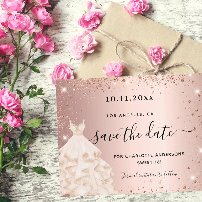 Lámina Dulce de presupuesto 16 vestido de oro rosa salva  (Subido por el creador)