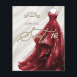 Lámina Dulce de rojo borgoñona de presupuesto 16 invitaci<br><div class="desc">Oro de presupuesto Borgoña Rojo Sparkle Vestido Princesa Dulce 16 Invitación</div>