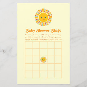 Lámina Dulce Juego de Bingo de Baby Shower Naranja y Amar