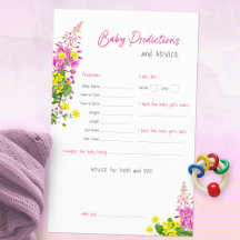 Dulce Juego de Predicciones para Baby Shower de Fl