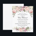 Lámina Dulce presupuestal 16 Fiestas Invitación a la Flor<br><div class="desc">Dos frondosos bordes florales de rosa rosa rosado en la parte superior e inferior de la invitación de esta fiesta de 16 cumpleaños Sweet encuadran los detalles de su fiesta. El nombre del chica de cumpleaños está escrito en una letra de guión elegante.</div>