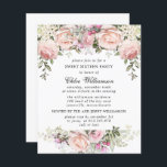 Lámina Dulce presupuestal 16 Fiestas Invitación a la Flor<br><div class="desc">Dos frondosos bordes florales de rosa rosa rosado en la parte superior e inferior de la invitación de esta fiesta de 16 cumpleaños Sweet encuadran los detalles de su fiesta. El nombre del chica de cumpleaños está escrito en una letra de guión elegante.</div>