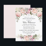 Lámina Dulce presupuestal 16 Fiestas Invitación a la Flor<br><div class="desc">Dos frondosos bordes florales de rosa rosa rosado en la parte superior e inferior de la invitación de esta fiesta de 16 cumpleaños Sweet encuadran los detalles de su fiesta. El nombre del chica de cumpleaños está escrito en una letra de guión elegante.</div>