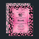 Lámina Dulce presupuestal 16 invitaciones a cumpleaños de<br><div class="desc">Pequeñas y elegantes invitaciones para fiestas de 4.5" x 5.6" de 16 cumpleaños con un patrón de impresión de manchas de leopardo rosa y negro sobre moda, con una capa de Relieve metalizado de imitación rosa y detalles de tu fiesta de cumpleaños en letras de moda. Genial para CUALQUIER EDAD....</div>