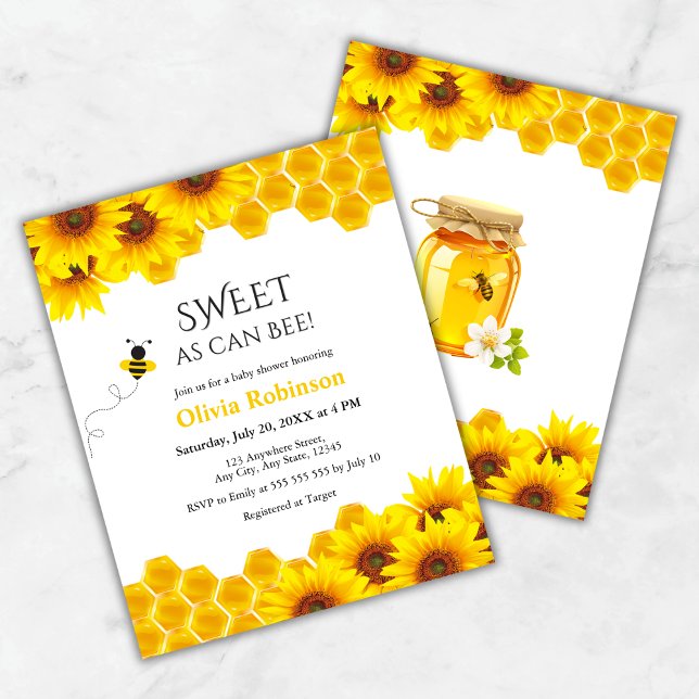 Lámina Dulce presupuestal como puede invitarlo Bee Honey  (Budget Yellow Honeycomb Sweet as can Bee Baby Shower Invitation  )
