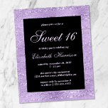 Lámina Dulce Presupuestario 16 Elegante Fiesta de Cumplea<br><div class="desc">Elegante y amigable con el presupuesto,  dulce invitación a la fiesta de 16 años con "Sweet Sixteen" y su nombre en un elegante guión violeta y un brillante fondo morado y negro.</div>
