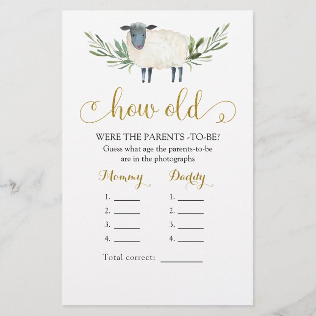 Lámina Dulce vegetación de cordero como padres mayores (Anverso)