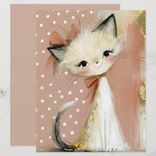 Lámina Dúo de Familia de Gatos Terracota Dusty Rose