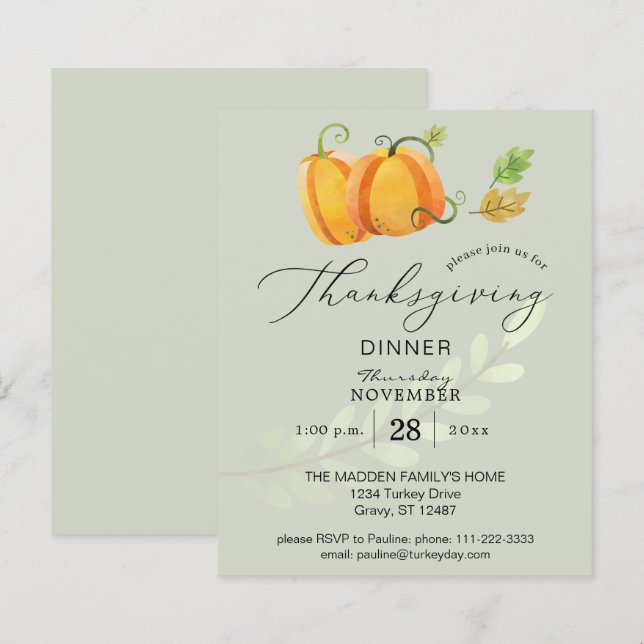 Lámina Dúo de la cena de la calabaza del día de Acción de (Anverso / Reverso)