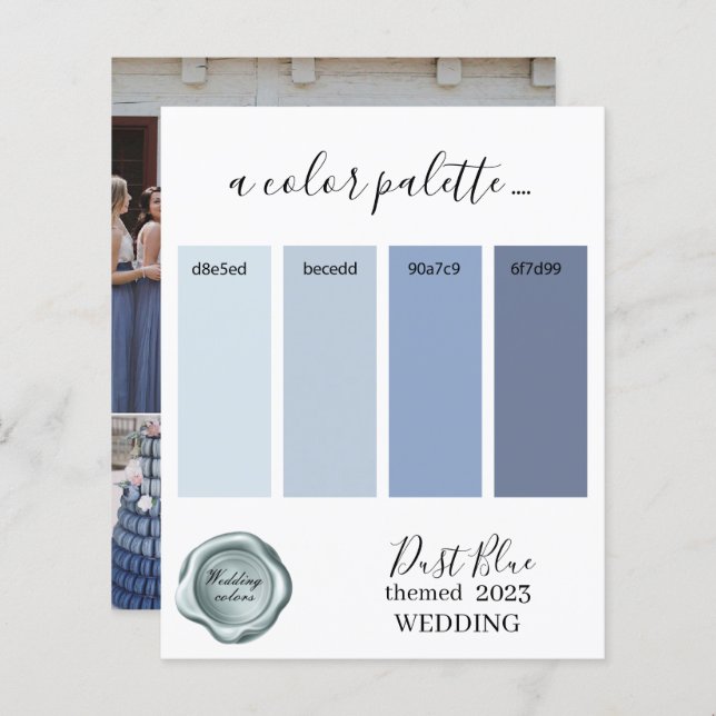 Lámina Dust Blue Boda colores Palette Card 2023 (Anverso / Reverso)