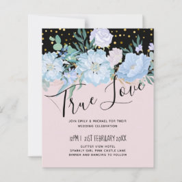 Lámina Duste azul Rubor Boda floral rosa presupuesto