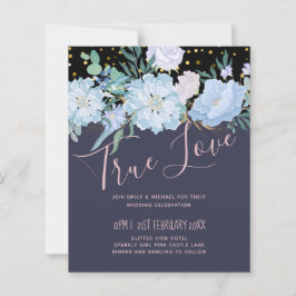 Lámina Duste azul Rubor Boda floral rosa presupuesto