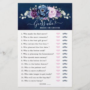 Lámina Duste Blue Purple Bridal Shower Game Adivina Quién
