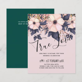 Lámina Duste Boda floral azul rosa
